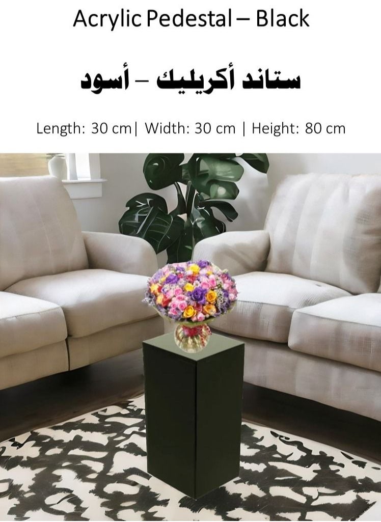 Lamsit Ibdaa - LAMSIT IBDAA Acrylic Pedestals – Plastic Stands – Acrylic Plinths – Acrylic Risers – Side Tables Black - Image 1