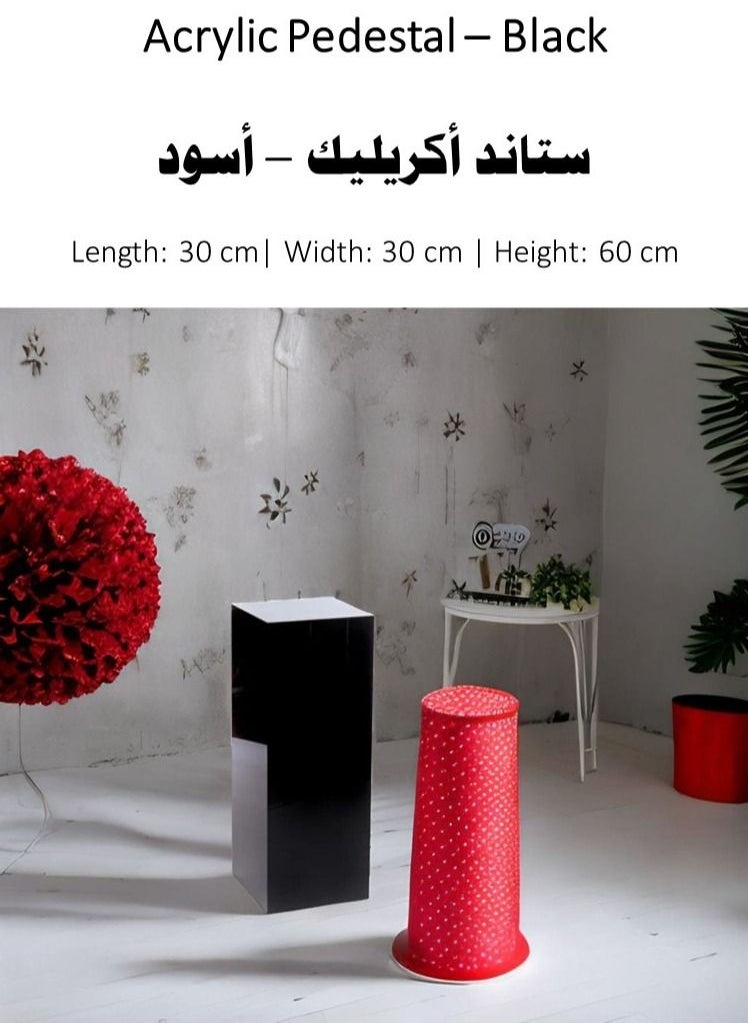 Lamsit Ibdaa - LAMSIT IBDAA Acrylic Pedestals – Plastic Stands – Acrylic Plinths – Acrylic Risers – Side Tables Black - Image 1
