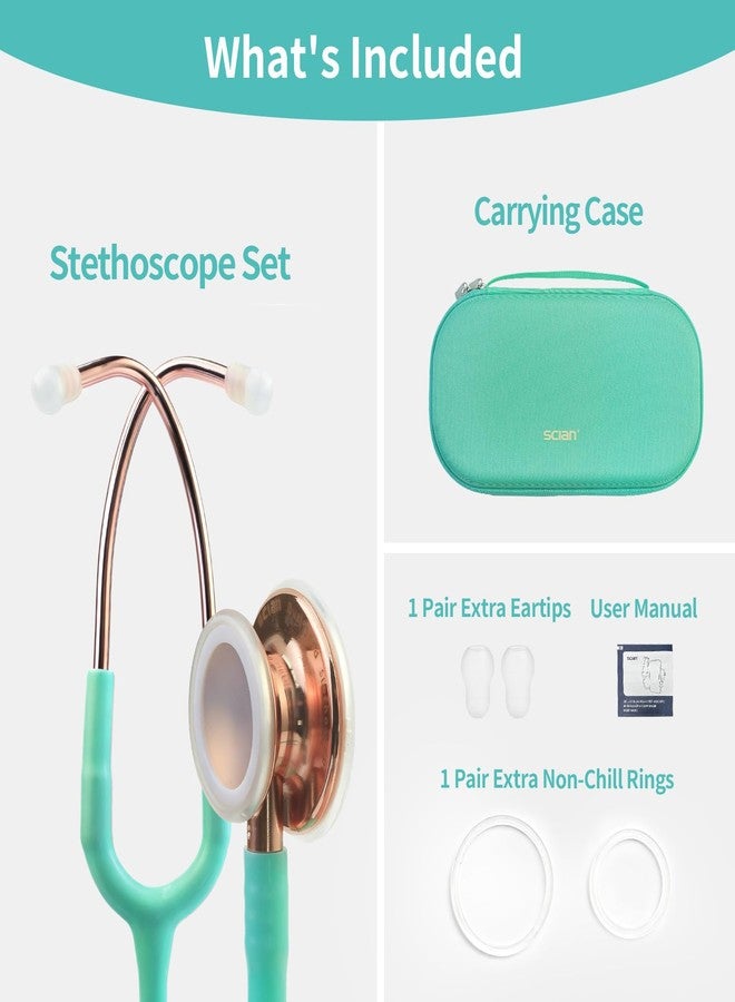 SCIAN Dual Head Stethoscope with Ear Tips, Professional Stethoscopes for Doctors, Nurses, Medical Nursing Students, Clinical Student Use, Classic Stainless Steel Stethoscope Kit, Green Tube - Image 3