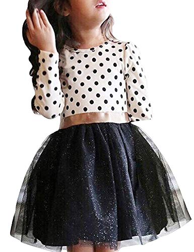 NNJXD Toddler Girl Polka Dotted Multilayer Ruffled Long Sleeve Tutu Party Dresses (3-4 Years, White) - Image 1