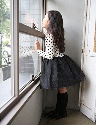 NNJXD Toddler Girl Polka Dotted Multilayer Ruffled Long Sleeve Tutu Party Dresses (3-4 Years, White) - Image 5