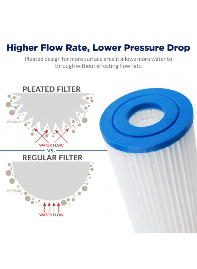 Membrane Solutions مرشحات مياه من ميمبرين سوليوشنز 20 ميكرون من البوليستر المطوي 10"x2.5" خرطوشة بديلة عالمية للفلتر المسبق للمنزل بالكامل متوافقة مع W50PE، WFPFC3002، SPC-25-1050، FM-50-975 - 4 عبوات - Image 4