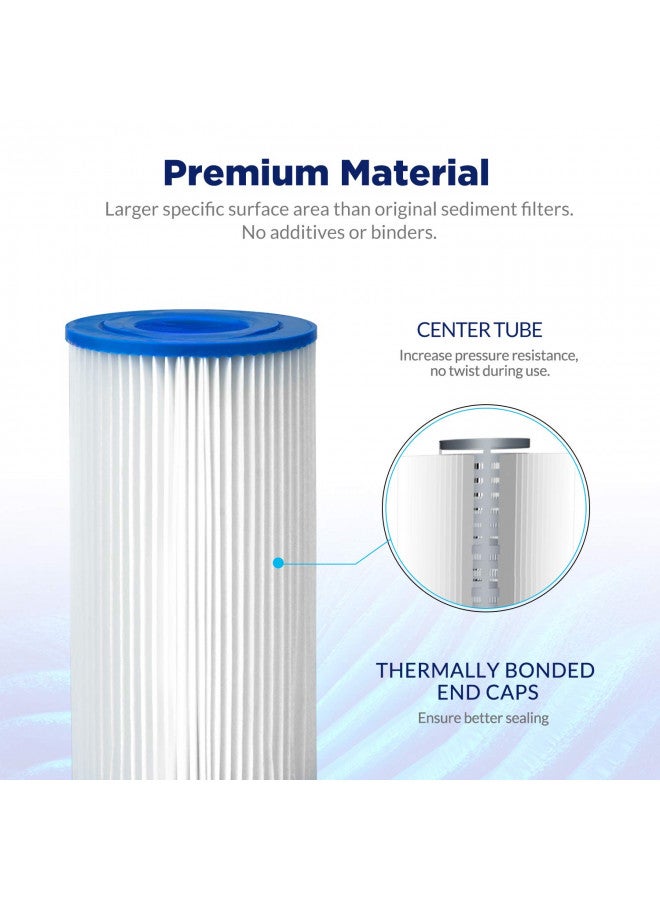 Membrane Solutions مرشحات مياه من ميمبرين سوليوشنز 20 ميكرون من البوليستر المطوي 10"x2.5" خرطوشة بديلة عالمية للفلتر المسبق للمنزل بالكامل متوافقة مع W50PE، WFPFC3002، SPC-25-1050، FM-50-975 - 4 عبوات - Image 3
