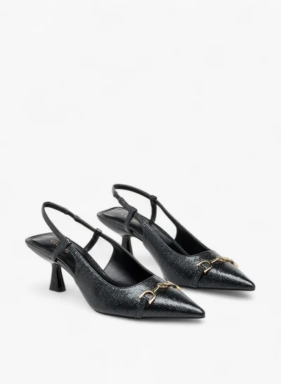Celeste Women's Metal Accent Slingback Shoes with Kitten Heels