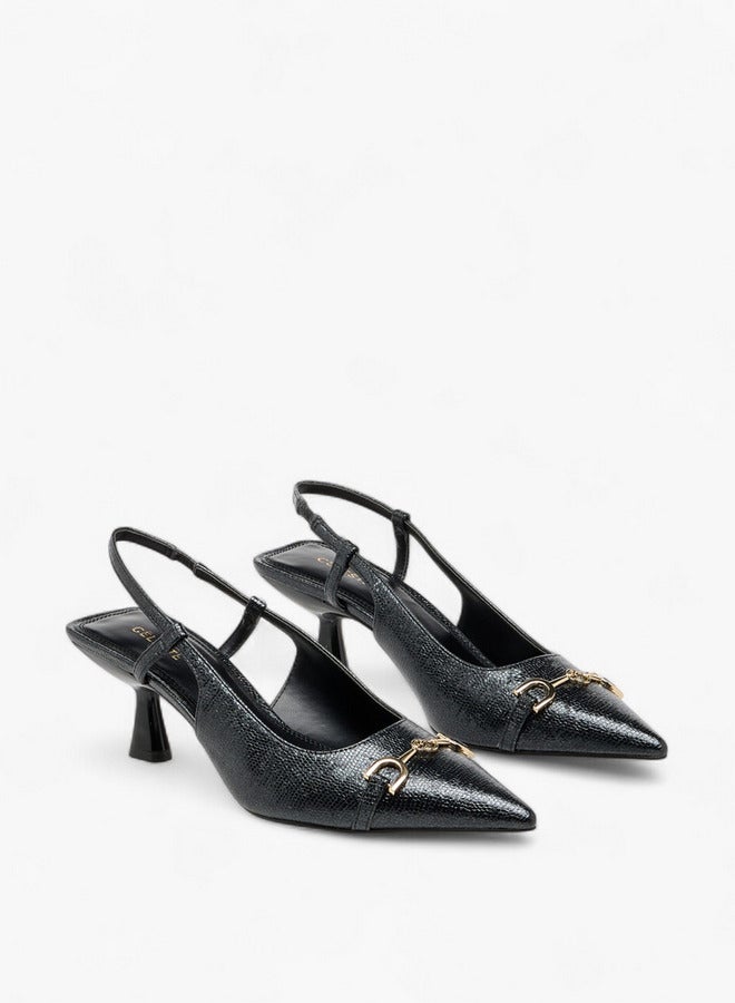 Celeste Women's Metal Accent Slingback Shoes with Kitten Heels  - Image 1