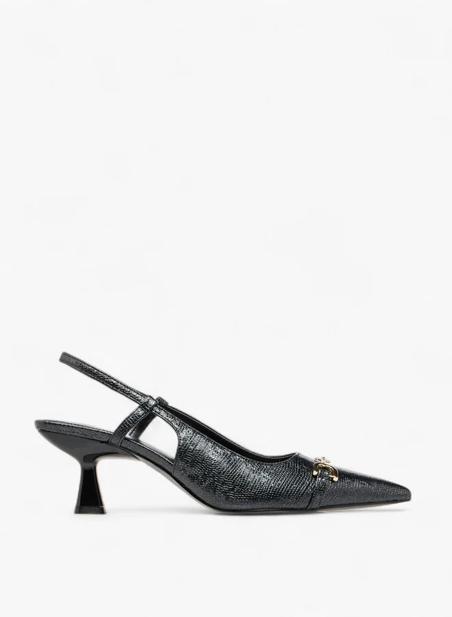 Celeste Women's Metal Accent Slingback Shoes with Kitten Heels