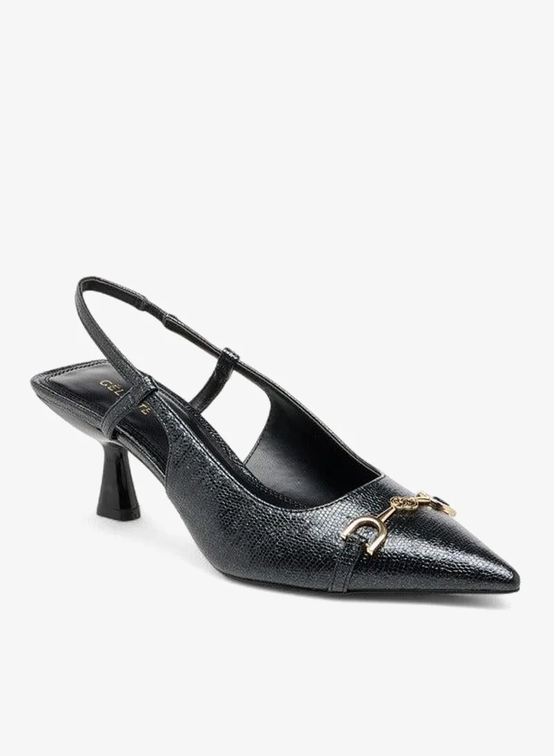 Celeste Women's Metal Accent Slingback Shoes with Kitten Heels