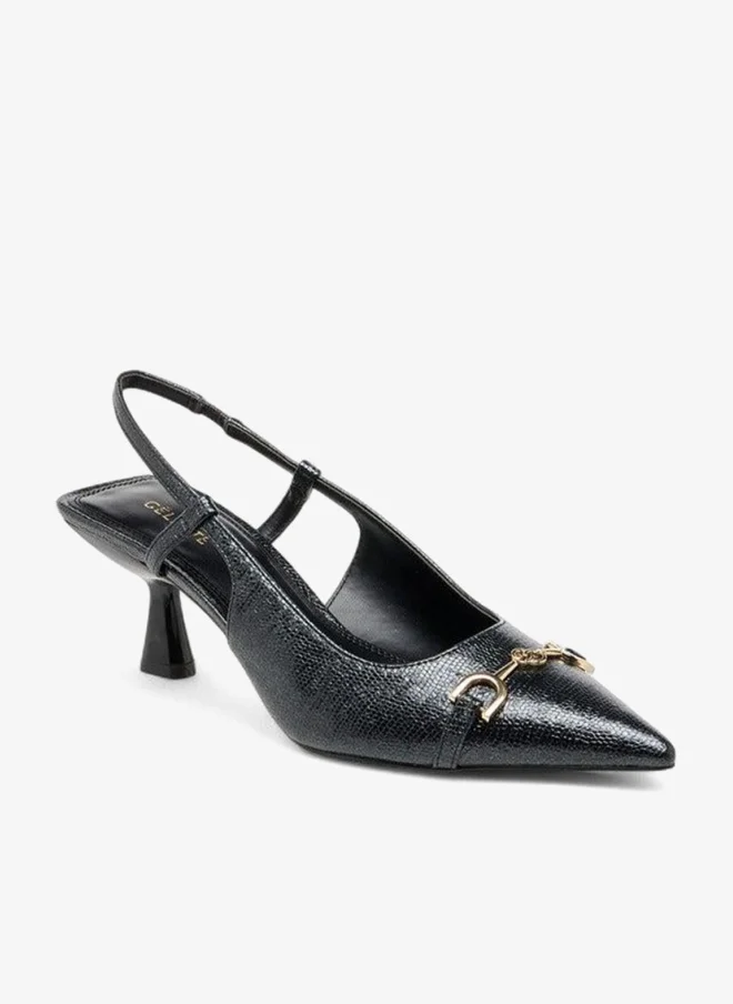 Celeste Women's Metal Accent Slingback Shoes with Kitten Heels