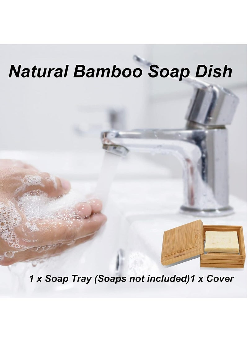 Wood Soap Box, 1 pack Bamboo Soap Dish Tray Holder Storage Rack Container Hand Craft Bathtub Shower Dish Accessories Keeps Soap Dry for Bathroom Home Outdoor Hiking Camping Use  - Image 2