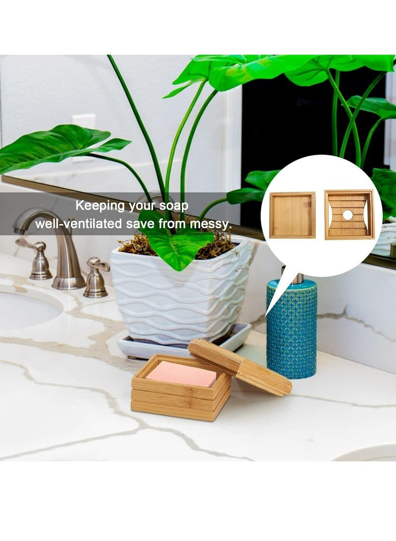 Wood Soap Box, 1 pack Bamboo Soap Dish Tray Holder Storage Rack Container Hand Craft Bathtub Shower Dish Accessories Keeps Soap Dry for Bathroom Home Outdoor Hiking Camping Use  - Image 5