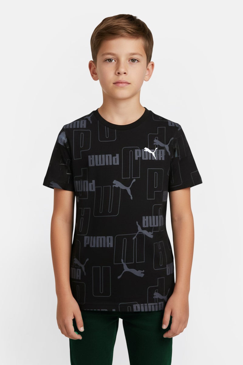 PUMA Kids Boy Allover Print Short Sleeve Outdoor Top, Multicolor - Image 1