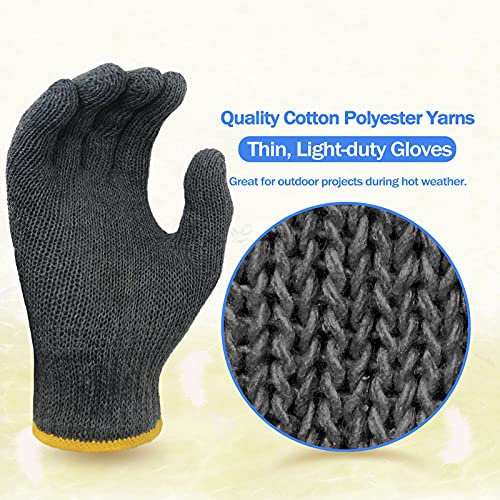 Evridwear Cotton Work Gloves Light-duty String Knit BBQ Glove Liner for Outdoor Cooking, Painting, Gardening Men & Women 10 Pairs (Grey, Large) - Image 2
