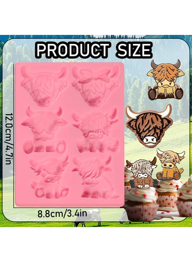 Pink Highland Cow Silicone Fondant Molds BPA Free Chocolate Candy Moulds For Baking Decor - Image 3
