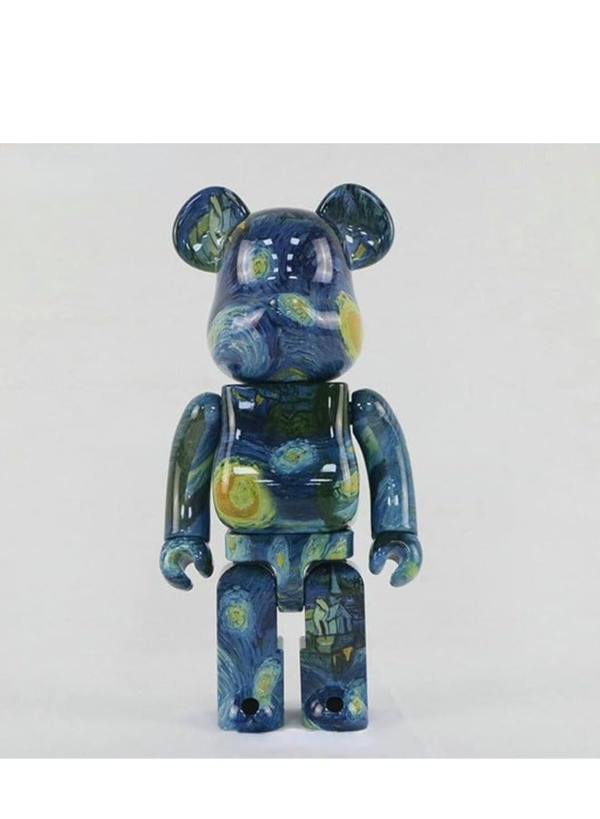 عام بلوكات الدببة الأنيقة بتصميم "بريكس"، بحجم 400٪ وتصوير فني للوحة "السماء النجمية" للفنان فان غوخ. تم صنع هذه اللعبة يدويًا وتُعد هديةً رائعة لعشاق جمع الألعاب والنحت الفني والأناقة. - Image 5