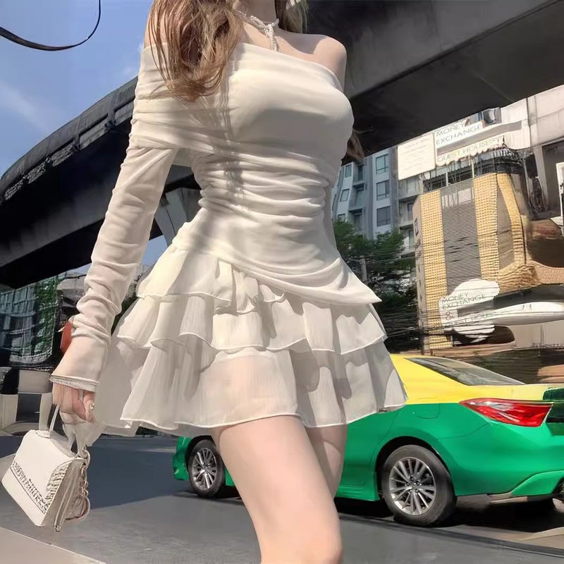 Gentle Fried Street Milk Lovely suit Pure Desire Sweet and Spicy Top Cake Skirt Two-Piece Autumn Dress for Small Suit [top + skirt]