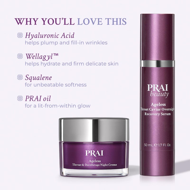PRAI Beauty Ageless Overnight Repair Duo - Throat and DÃ©colletage Serum & Night Creme with Retinol - Anti Aging Neck and Chest Night Creme and Serum - Lock in Moisture, Boost Collagen, Fills Wrinkles - Image 3