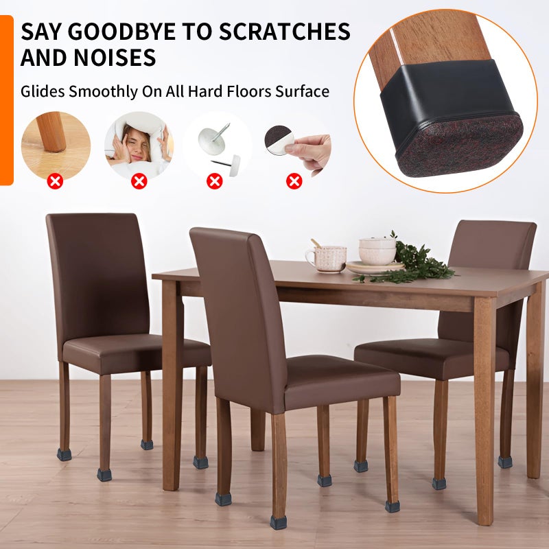 Ezprotekt 16 Pcs Rectangle Black Silicone Chair Leg Floor Protectors With Felt, Rectangle Chair Leg Caps, Furniture Leg Covers Cups For Chair Table Desk, Anti- Scratches (Fit L :1.3-1.7"", W: 0.6-0.9"") - Image 5