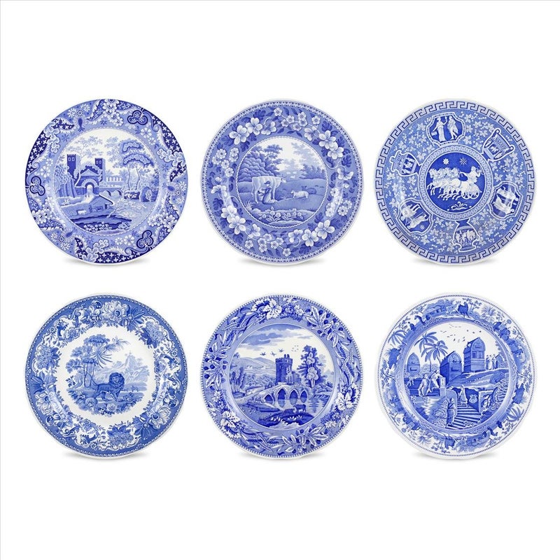 Spode Blue Room Collection Plates  Set of 6  Dinner Salad Pasta and Appetizer Plate  105Inch  Fine Earthenware  Microwave and Dishwasher Safe  Made in England Traditions