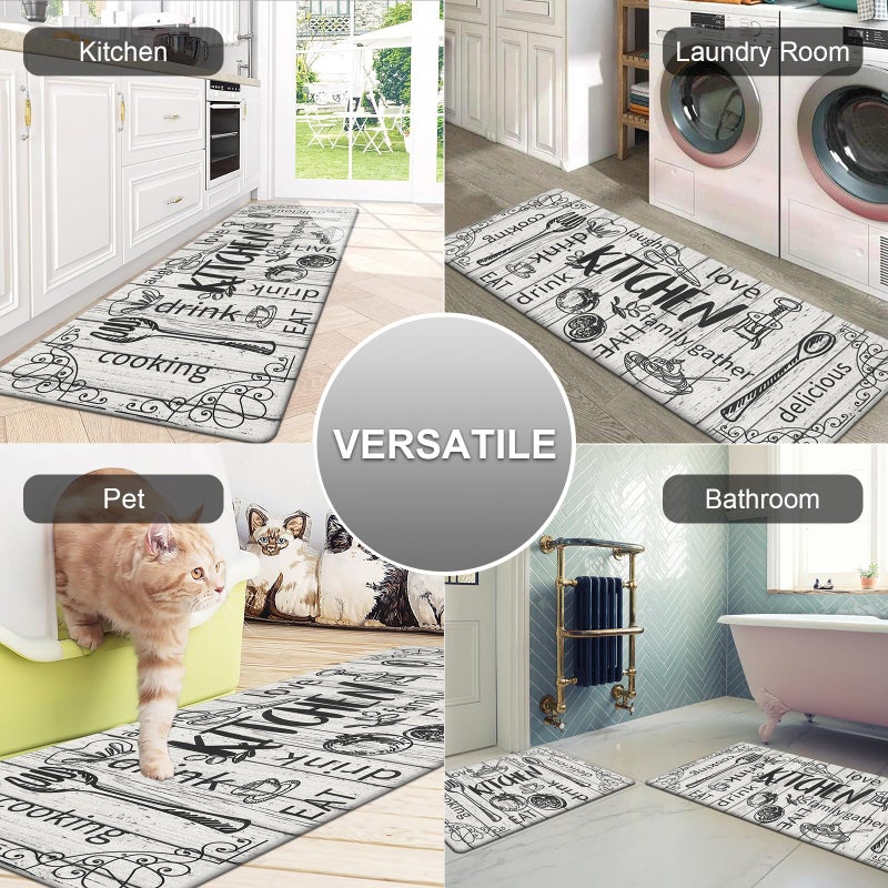 HEBE Kitchen Mats for Floor Set of 2 Thick Anti Fatigue Mat for Cushioned, Waterproof Non-Slip Rugs Comfort Standing Chef Mat for Kitchen Sink, Laundry Room, Farmhouse Home Decor - Image 2