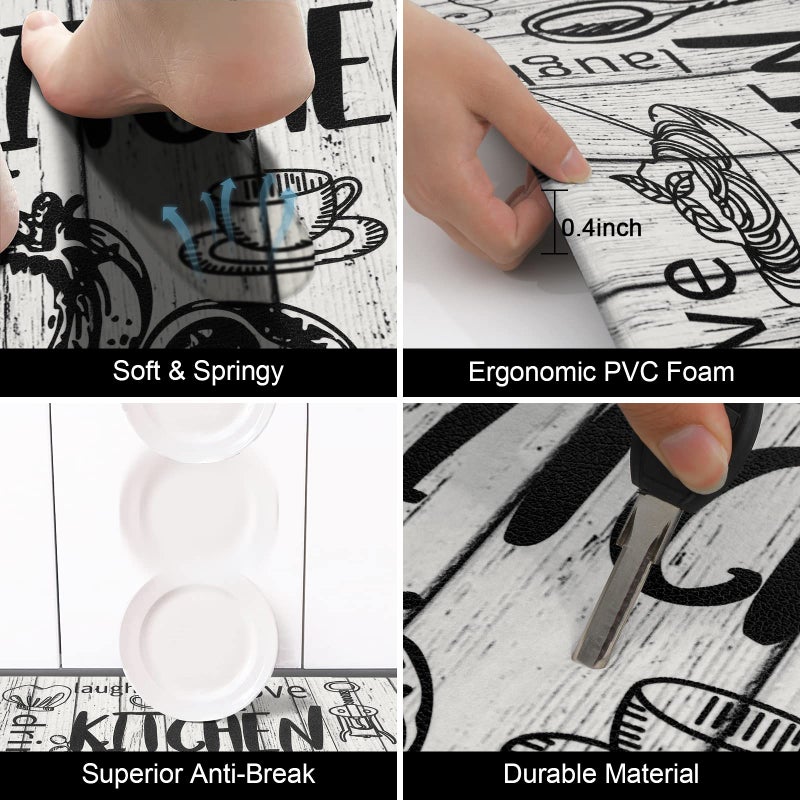 HEBE Kitchen Mats for Floor Set of 2 Thick Anti Fatigue Mat for Cushioned, Waterproof Non-Slip Rugs Comfort Standing Chef Mat for Kitchen Sink, Laundry Room, Farmhouse Home Decor - Image 4