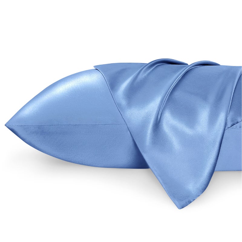 Bedsure Bedsure Satin Pillowcase for Hair and Skin Queen  Sky Blue Silky Pillowcase 2 Pack with Envelope Closure Similar to Silk Pillow Cases Gifts for Women Men 20x30 Inches 