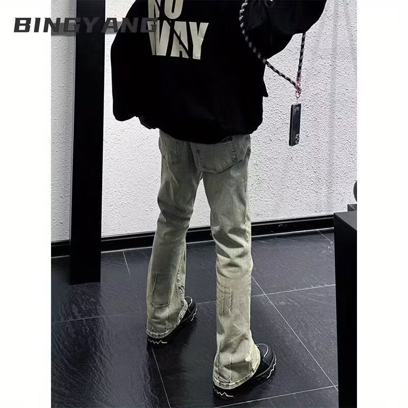 Hong Kong Style Trendy Men'S 2024 Personalized Letter Jeans Hip-Hop Ins Trendy High Street Trendy Trousers - Image 3