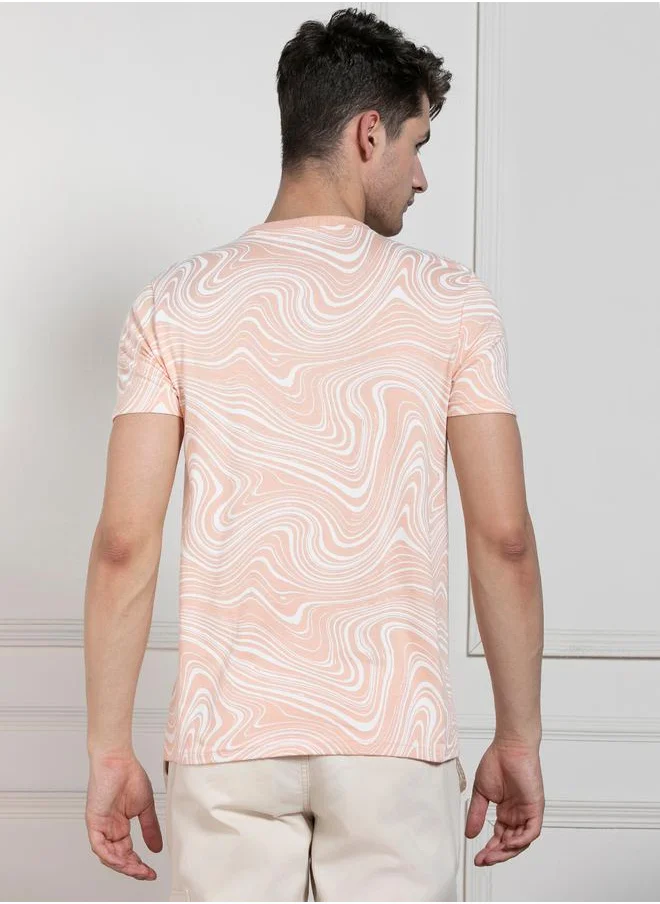 Dennis Lingo Regular Fit Marbled Print T-Shirt by Styli