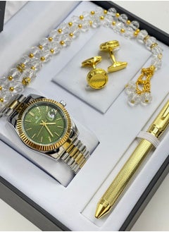 Gift Set Men's Watch Set of 4 Pieces Watch with Pen Set of Buttons