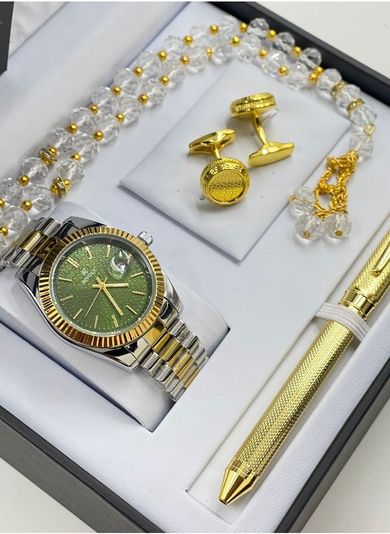 Rivoli - Gift Set Men's Watch Set of 4 Pieces Watch with Pen Set of Buttons - Image 1