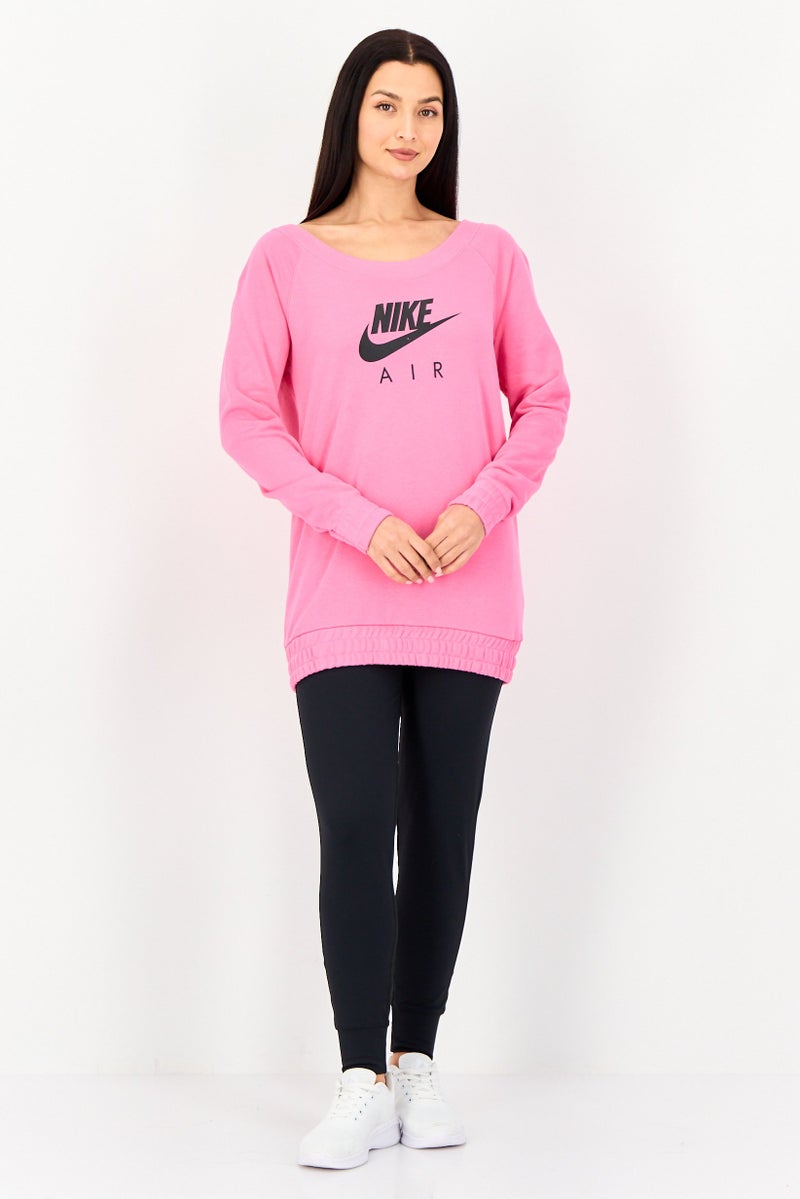 Nike سويت شيرت خارجي طويل الأكمام للنساء بحجم كبير، وردي - Image 2