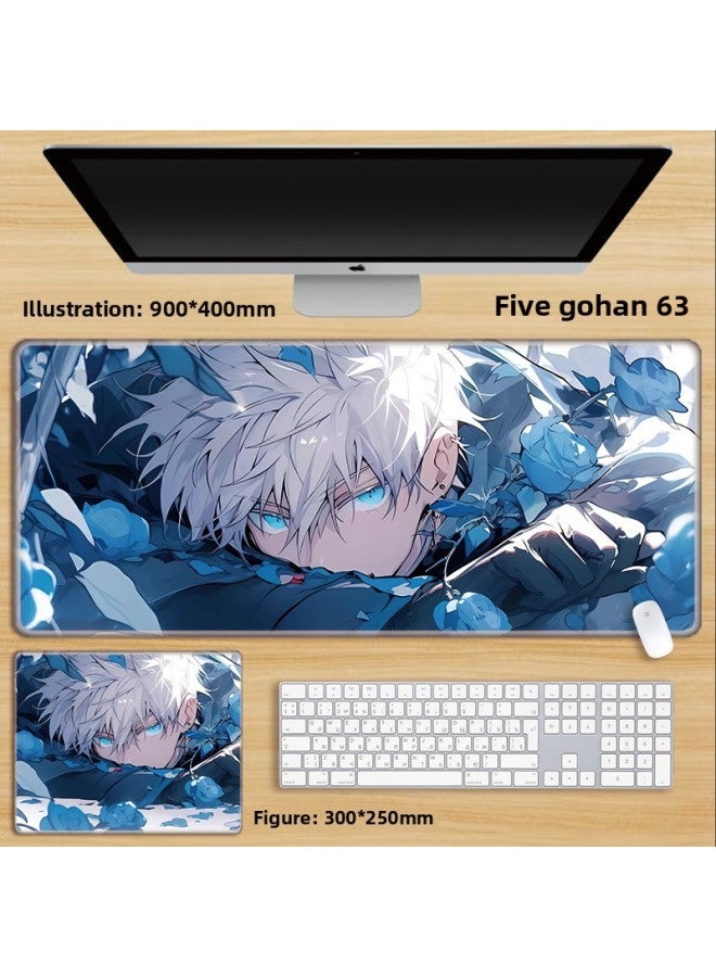 Unlocked Gojo Satoru Mouse Pad Extra Large Spell Return Home Animation Large Girls Computer Keyboard Office-Color:70x35cm Thickness 3mm-Pattern:Lake Blue Five Goku 63  - Image 1