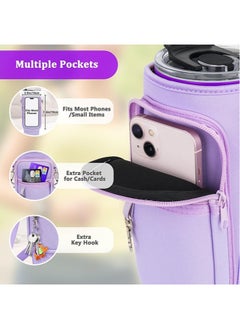 Generic Water Bottle Carrier Bag with Phone Pocket Compatible with Stanley 40 oz Tumbler with Handle,Water Bottle Holder Pouch with Adjustable Strap Compatible with Stanley Cup Accessories(Black)  - Image 2