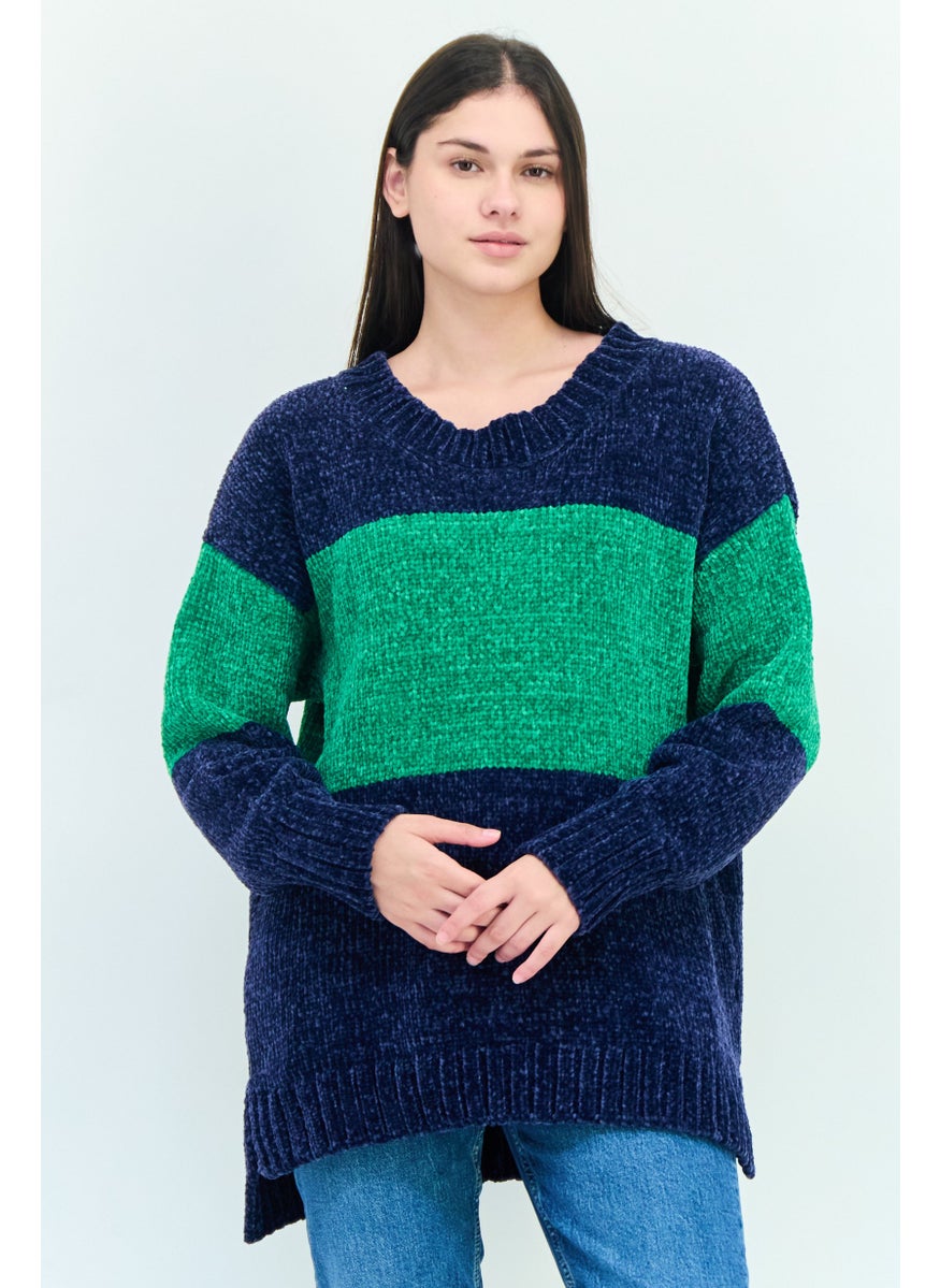 Aerie Offline x Aerie Women Ribbed Collar Two Tone Sweater, Multicolor  - Image 1