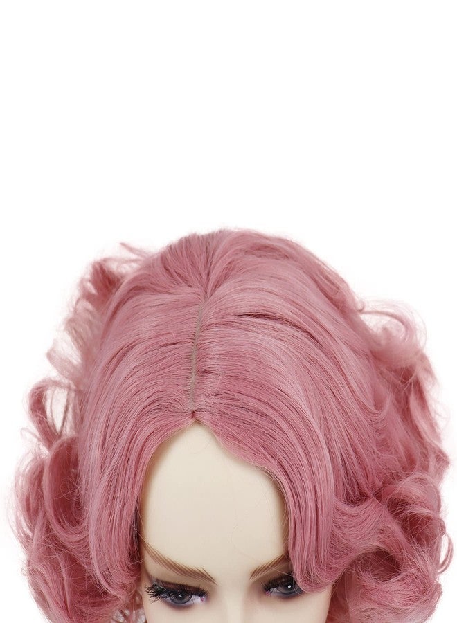 GNIMEGIL Short Pink Curly Wig for Women - Retro Finger Wave Curly Bob Synthetic Hairpiece - Dusty Rose Vintage Hairstyles for 1950s Cosplay, Halloween Party, and Fashion Costume Accessories - Image 5