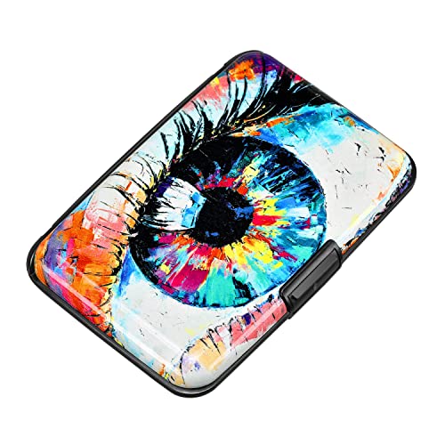 ELFISH RFID Blocking Credit Card Protector Aluminum ID Case Hard Shell Business Card Holders Metal Wallet for Men or Women (Big Eye) - Image 1