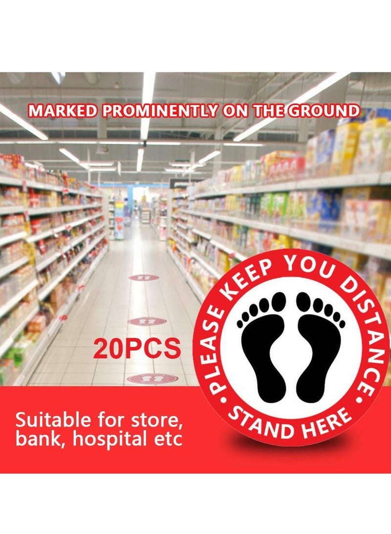 إكسفور ملصق شعار الأرضية علامة التباعد الاجتماعي لاصقة أبعادها جذابة ومتينة للتباعد الاجتماعي أثناء الانتظار 20 قطعة - Image 2