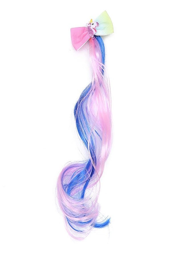 SYGA Children's Cute Cartoon Pony Unicorn Bow Hair Extensions For Girls three colors Hairpin Wig Headdress Colorful Wig(Multi-03) - Image 1