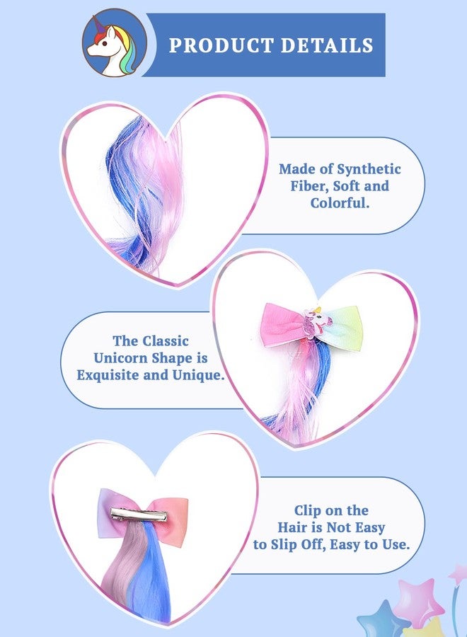 SYGA Children's Cute Cartoon Pony Unicorn Bow Hair Extensions For Girls three colors Hairpin Wig Headdress Colorful Wig(Multi-03) - Image 5