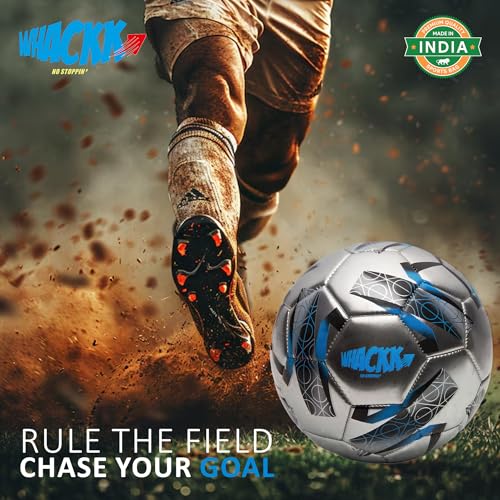 WHACKK Kempes HT-CTPU Football Size 5 Soccerball Hand Stitched for Practice & Training - Original PVC Waterproof. 3 Layered Ideal Sports Ball for All Ages on Ground, Grass and Turf (Blue) - Image 3