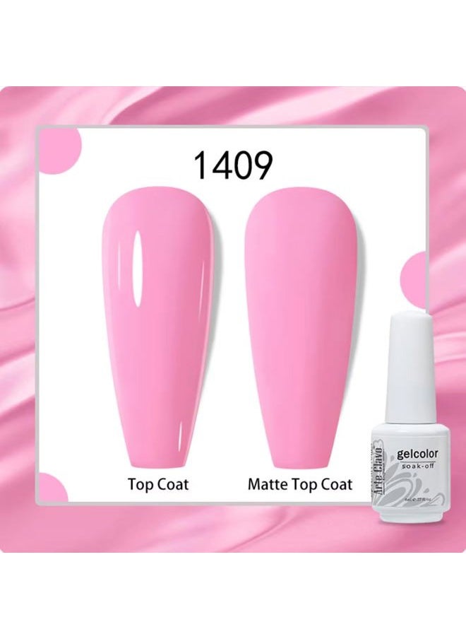 Arte Clavo - 15ml Pastel Pink Gel Nail Polish, Light pink Color Soak Off UV LED Nail Gel Polish Nail Art Starter Manicure Salon DIY at Home, 0.5OZ 1409… - Image 1
