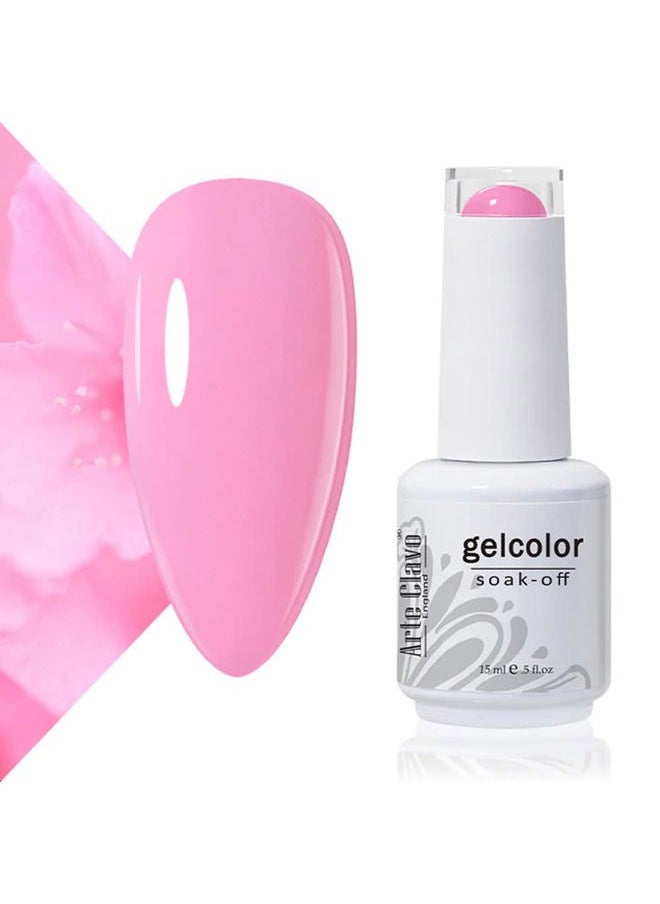 Arte Clavo - 15ml Pastel Pink Gel Nail Polish, Light pink Color Soak Off UV LED Nail Gel Polish Nail Art Starter Manicure Salon DIY at Home, 0.5OZ 1409… - Image 1