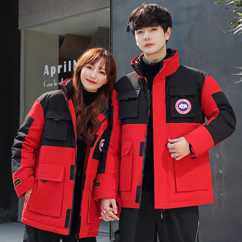 Men'S And Women'S Workwear Down Jacket Couple'S Casual All-Match Jacket Oversize Loose Multi-Pocket Cotton-Padded Jacket Fashionable Thick - Image 3