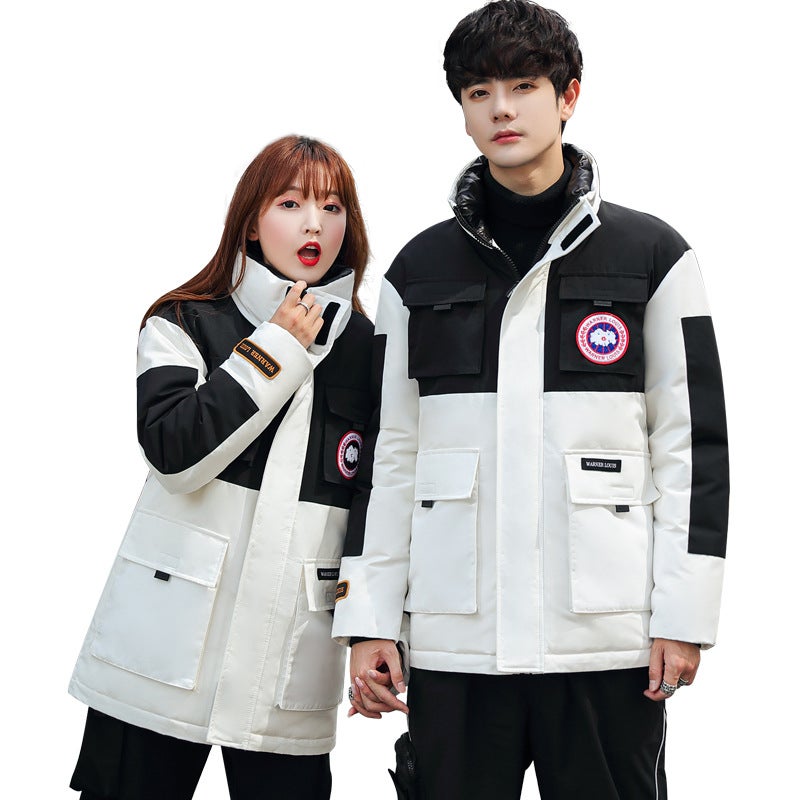 Men'S And Women'S Workwear Down Jacket Couple'S Casual All-Match Jacket Oversize Loose Multi-Pocket Cotton-Padded Jacket Fashionable Thick - Image 1