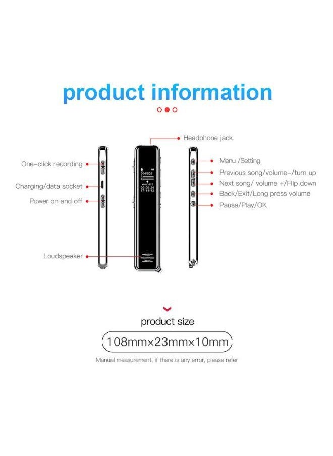 VOCXA - Q22 Screen Voice Recorder: Professional HD Sound Dictaphone e with Audio Activated Recording  16GB - Image 1