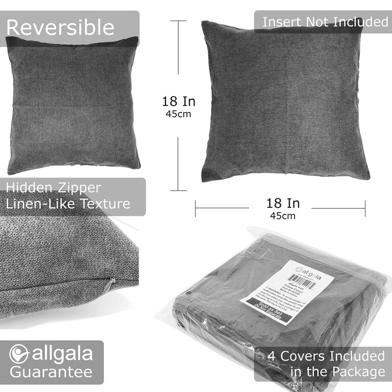 allgala allgala Dark Grey Throw Pillow Case 4-Pack 18x18 inch Solid Color Decorative Throw Pillow Cover Plain Color Perfect for Couch Sofa Bed Car DIY Decoration  - Image 2