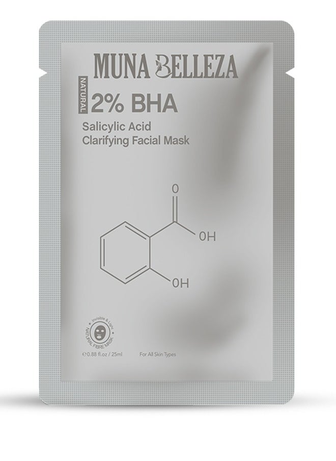 Muna Belleza 2% BHA Salicylic Acid Clarifying Mask Sheet - Shrinks Large Pores, Exfoliates & Reduces Blemishes, For All Skin Types, Korean Skincare, 25ml  - Image 1