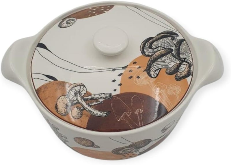 B&D Ceramic Casserole Dish with Lid - Mushroom Pattern - Image 3