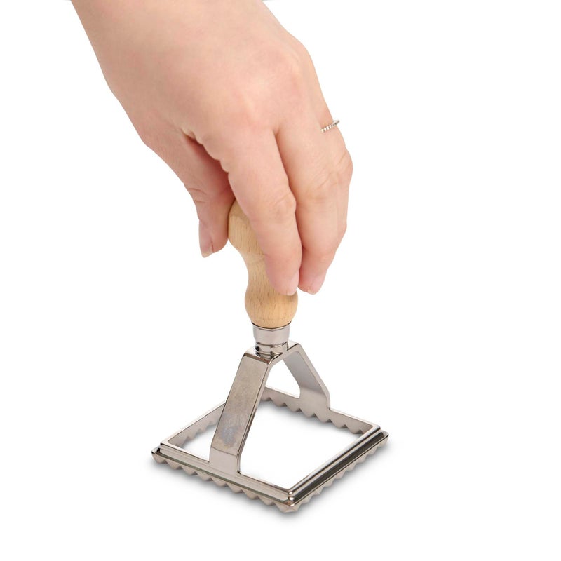 Fante's Fantes Ravioli Maker Stamp Set  Square Stamp With Wooden Handle And Fluted Edge  2.75-Inch  The Italian Market Original Since 1906 - Image 5