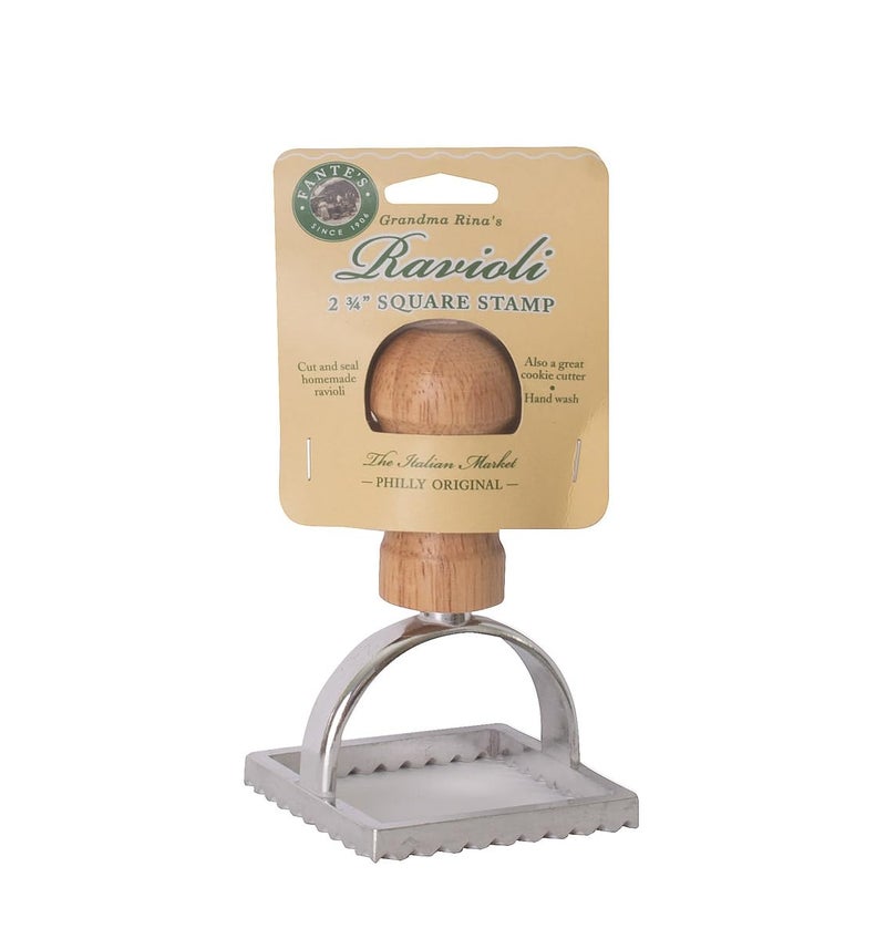 Fante's Fantes Ravioli Maker Stamp Set  Square Stamp With Wooden Handle And Fluted Edge  2.75-Inch  The Italian Market Original Since 1906 - Image 2