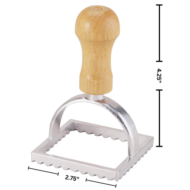 Fante's Fantes Ravioli Maker Stamp Set  Square Stamp With Wooden Handle And Fluted Edge  2.75-Inch  The Italian Market Original Since 1906 - Image 3